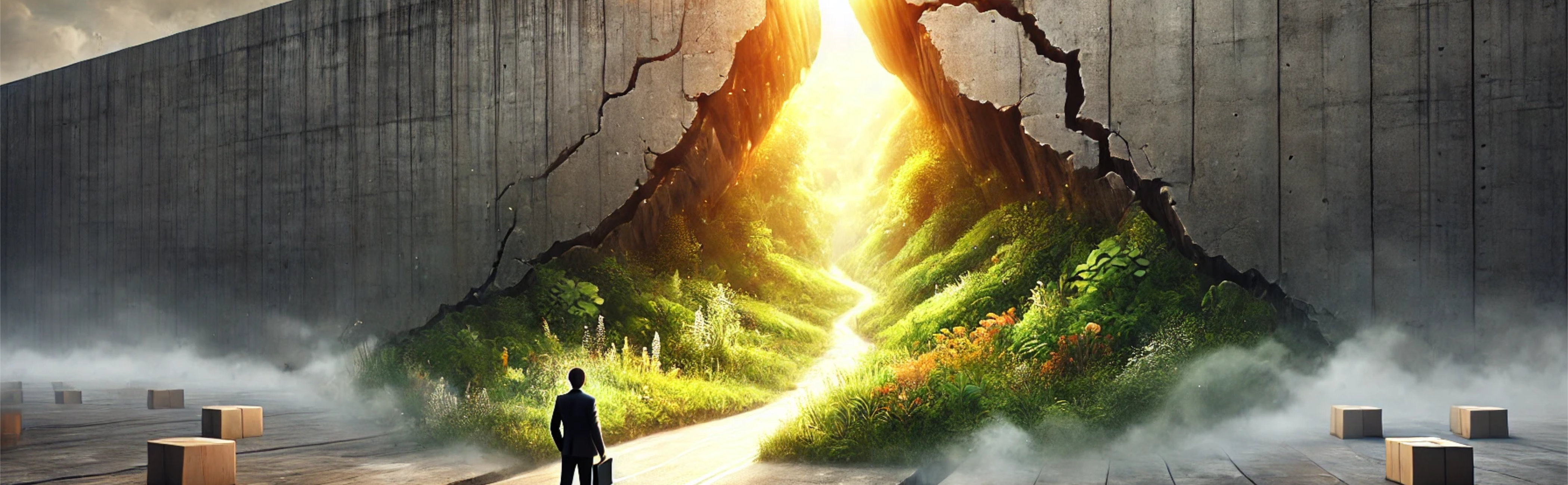 A visually striking conceptual image representing the metaphorical contrast between untouched natural beauty and a damaged environment, focusing on the emotional and conceptual impact of good vs bad marketing.