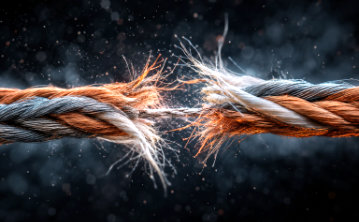 Three bundles of copper, steel and silk, fray under the tension of pressure between departments.